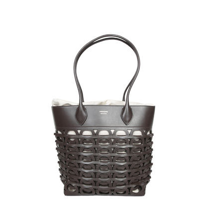 MAYFEYR - Ferragamo - Premium Brown Leather Structure. Braided Gancini Detail. Spacious Interior With Fabric Lining. - 78329821A012002