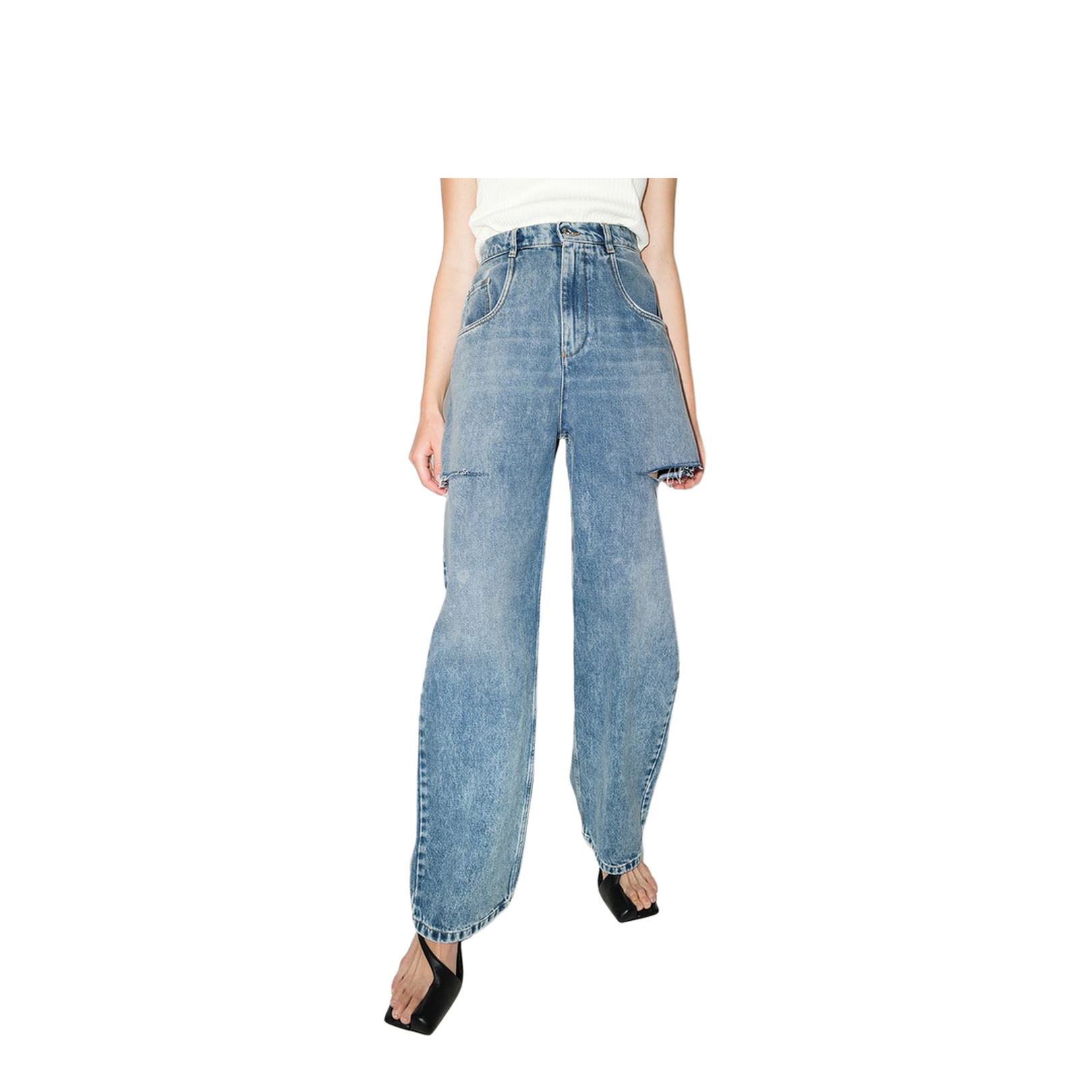 Denim Jeans with Slash Details