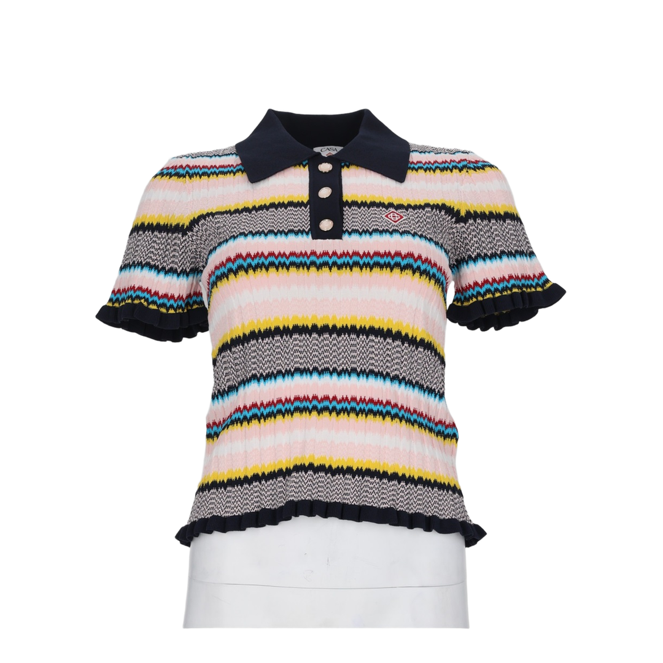 MAYFEYR - Casablanca - Chevron Pattern Polo Shirt - WPF26KW139701MULTI