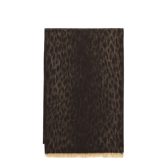 Leopard Print Wool Scarf With Monogram
