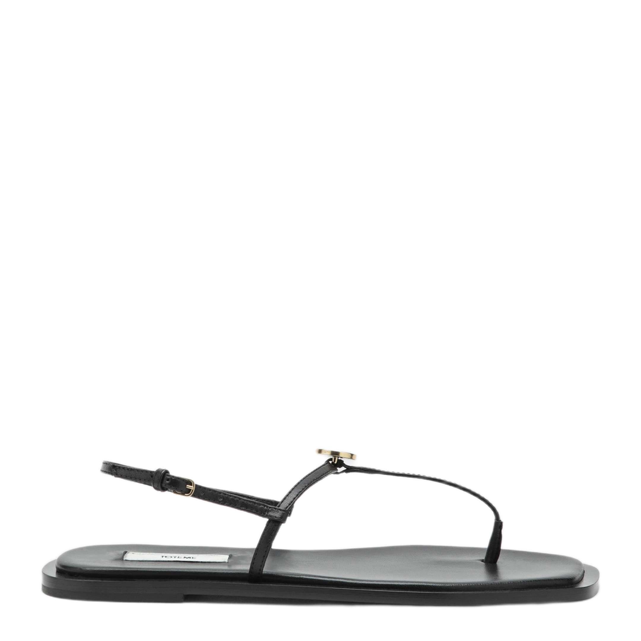 MAYFEYR - Toteme - Black Nappa T-Strap Sandals - 263-WAS0336LE0210001
