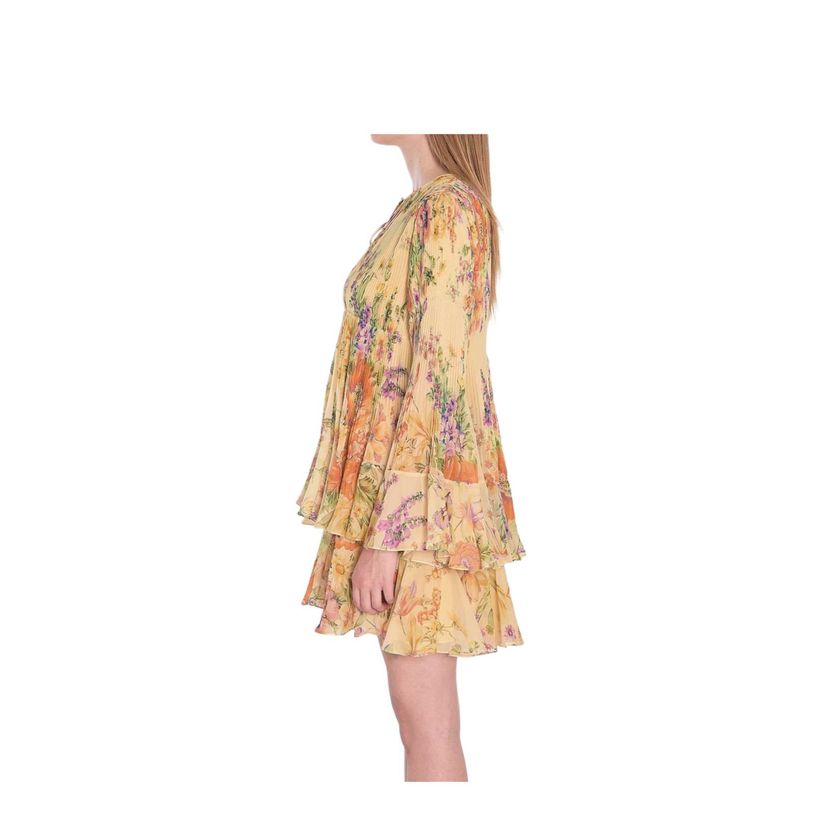 Mini Pleated Dress in Silk Georgette