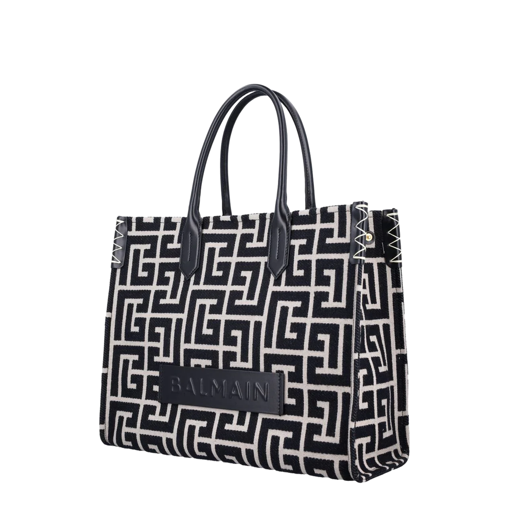 B-Army 42 Monogram Jacquard and Leather Tote Bag