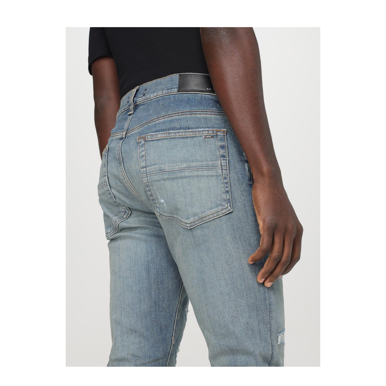 Blue 'Ma Quand' Jeans With Ripped Details On The Front And Logo Patch On The Rear In Denim