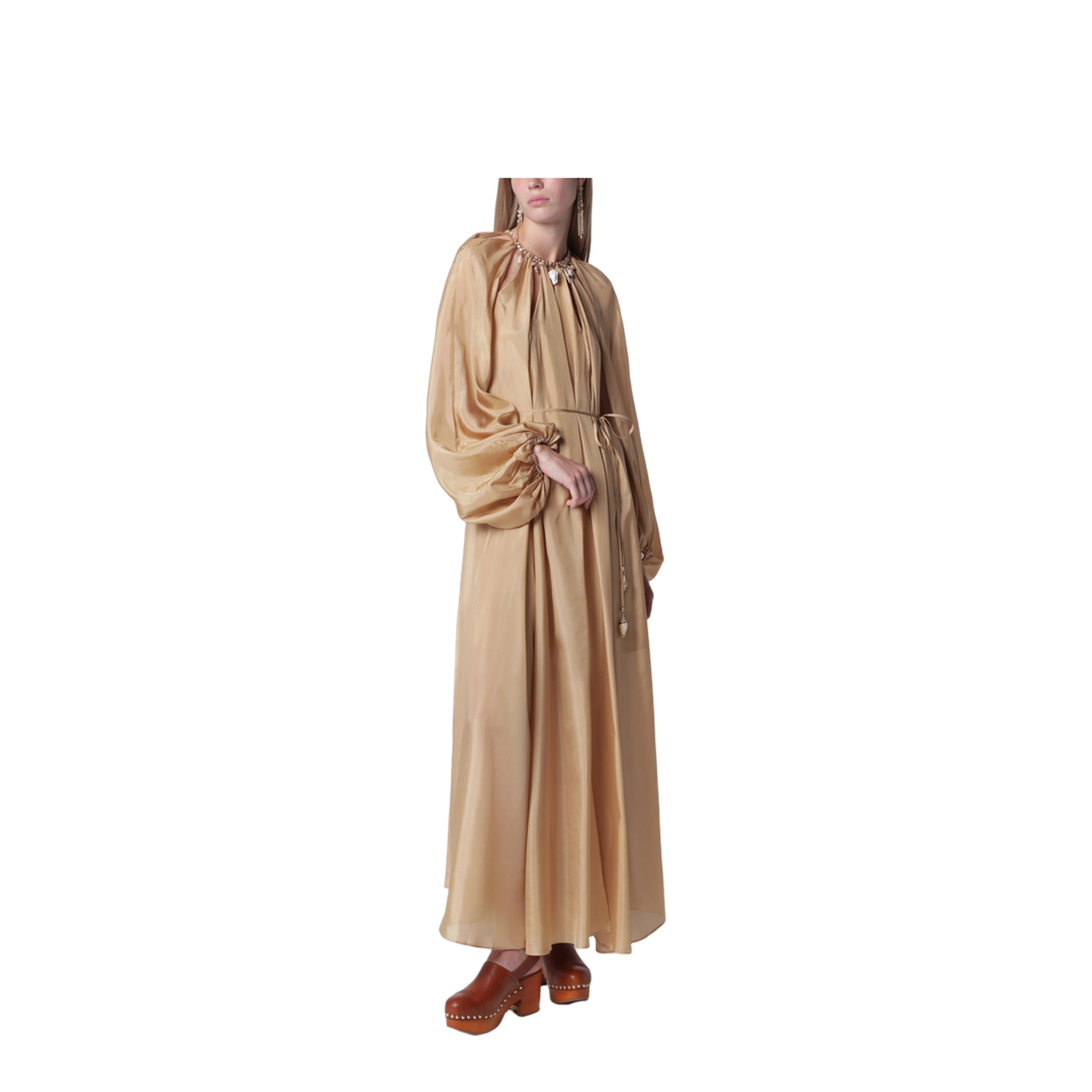 Mahon Maxi Dress In Silk Habotai Champagne