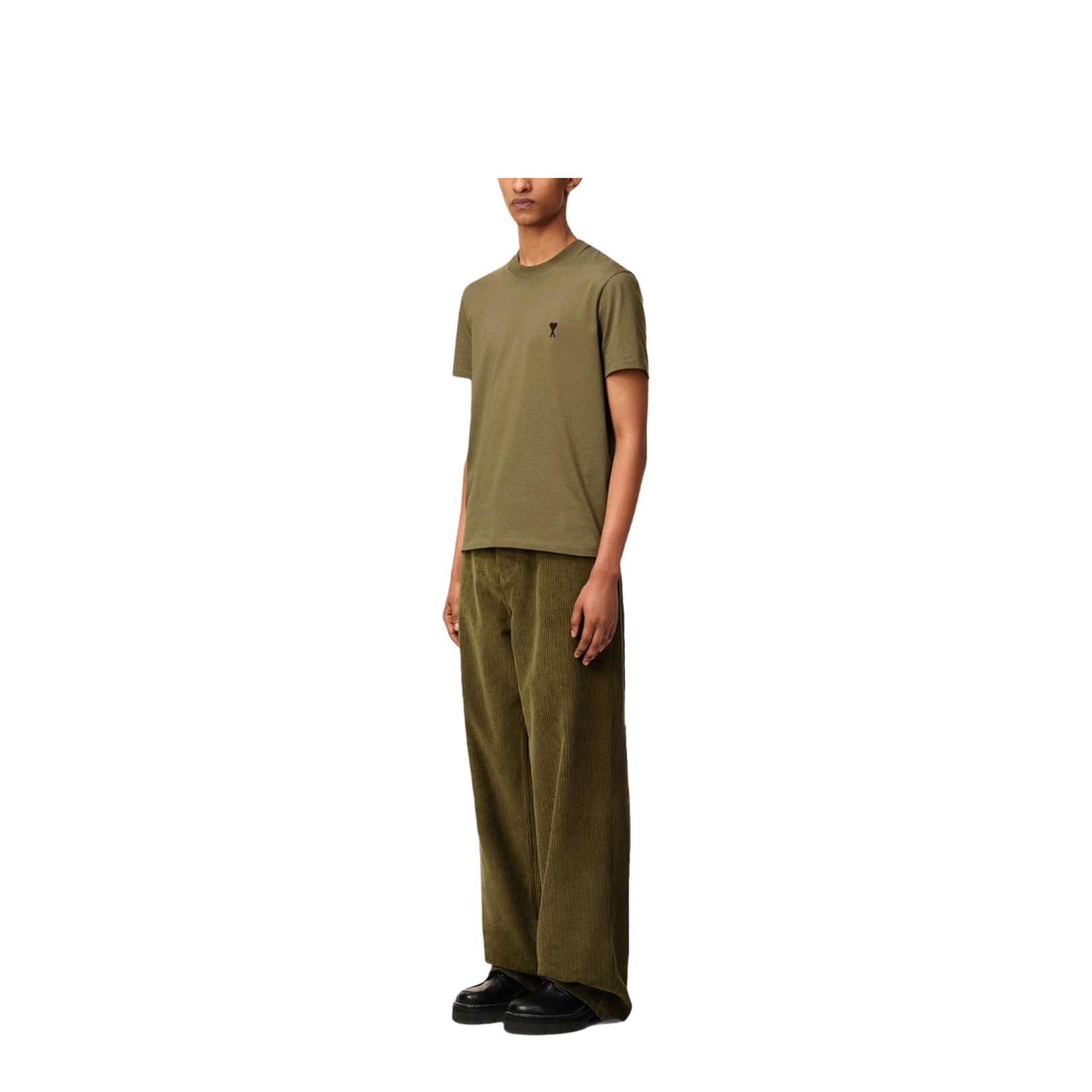 Green Cotton Corduroy Large Fit Trousers