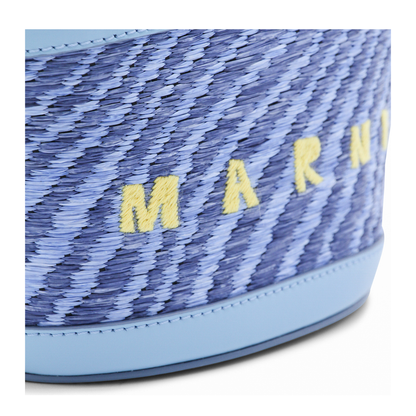 Blue Wavy Raffia-Effect Tropicalia Micro Bag