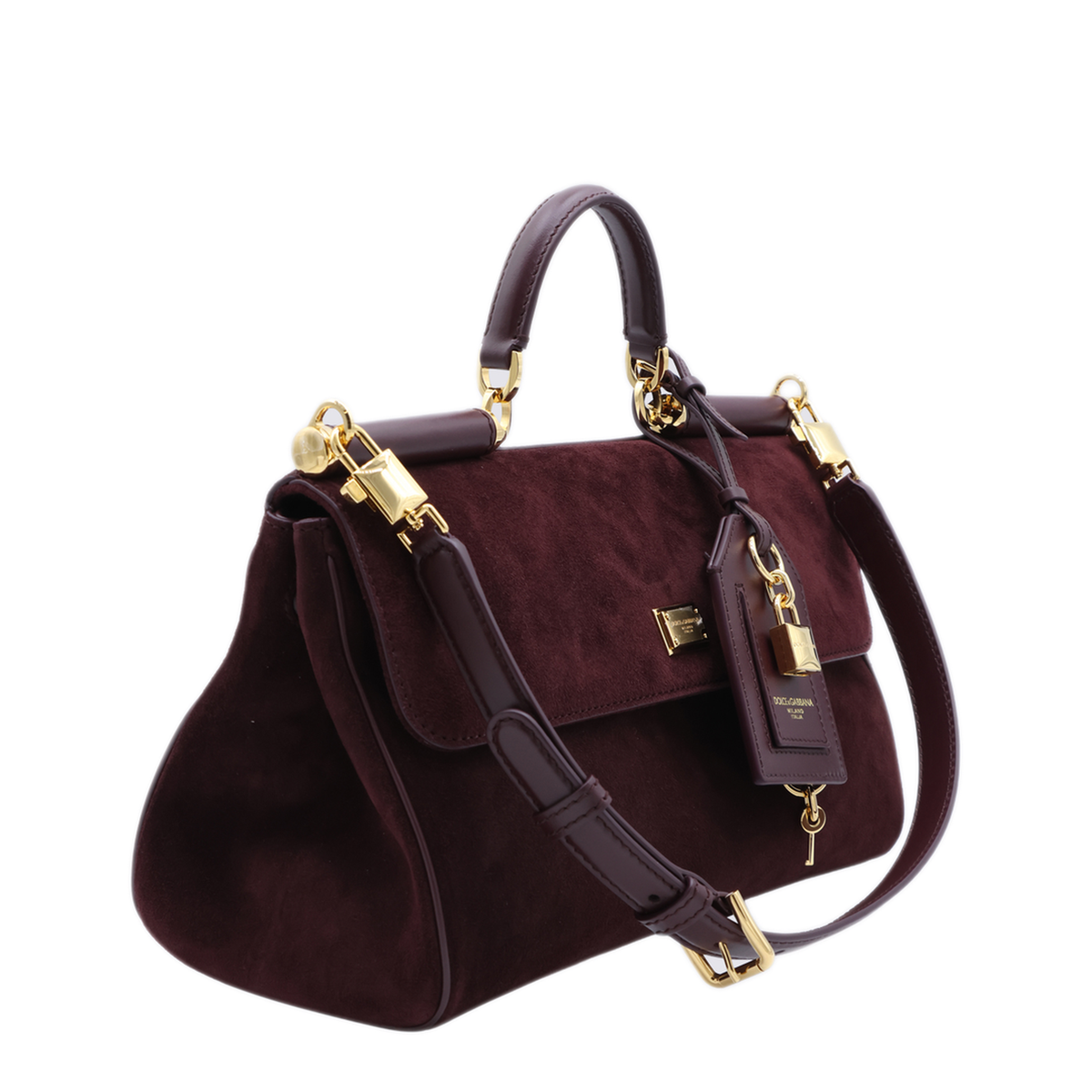 My Sicily Medium Split Calfskin Handbag - Bordeaux