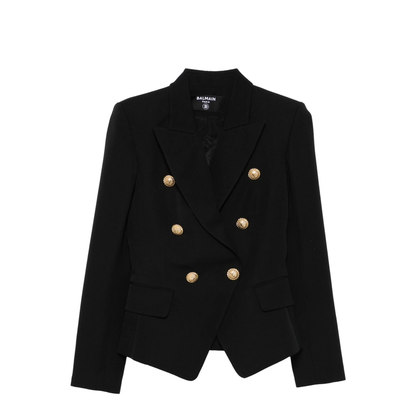Double-Breasted Wool Blazer Black
