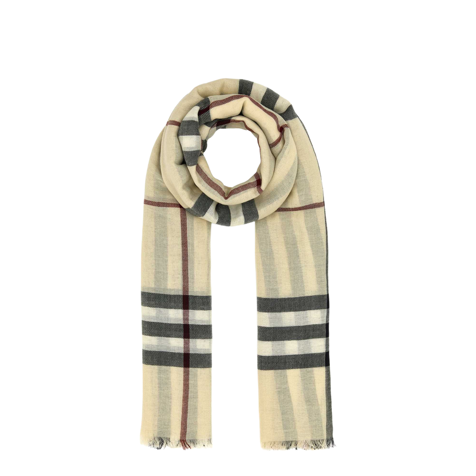 Giant Check Wool Scarf - Cream
