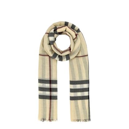 Giant Check Wool Scarf - Cream