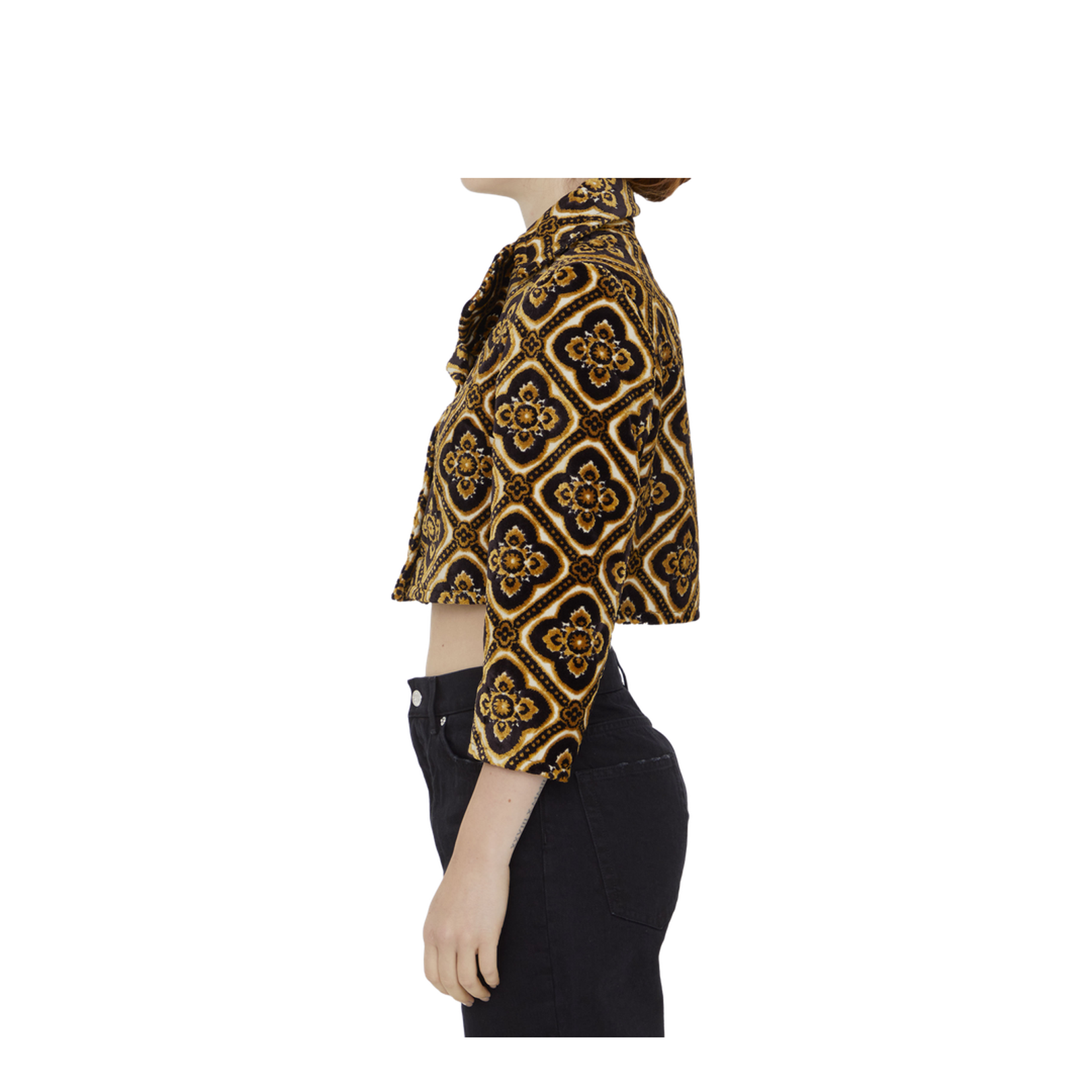 Cropped Jacket Jacquard Velvet