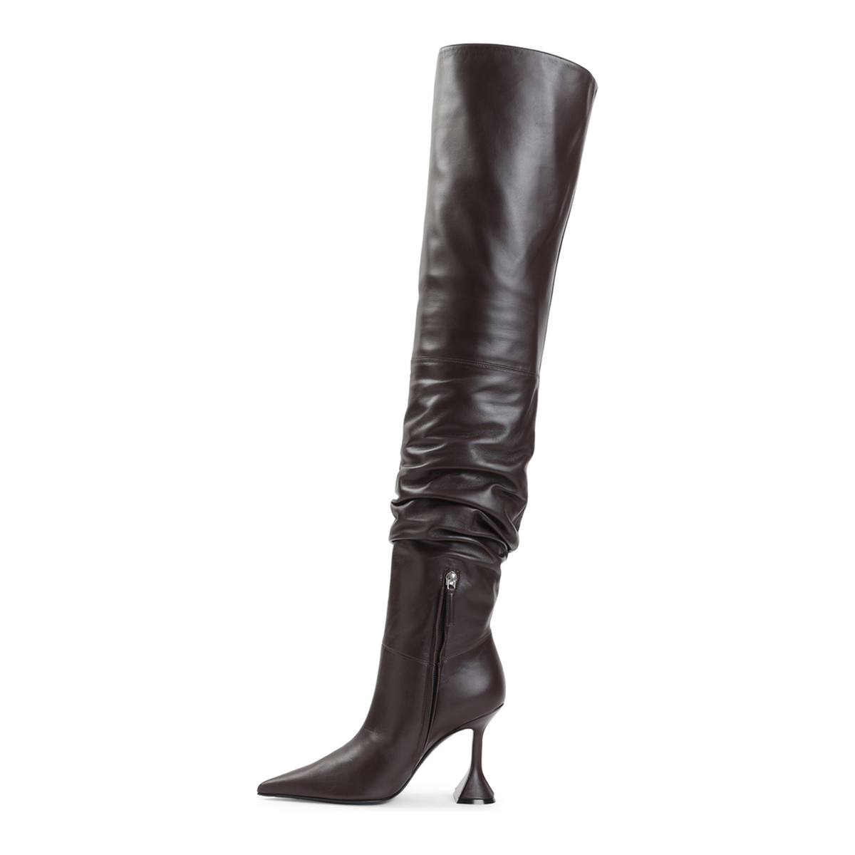 MAYFEYR - Amina Muaddi - Olivia Thigh High 95 Nappa Boots - 18S366779OLICOFFEE