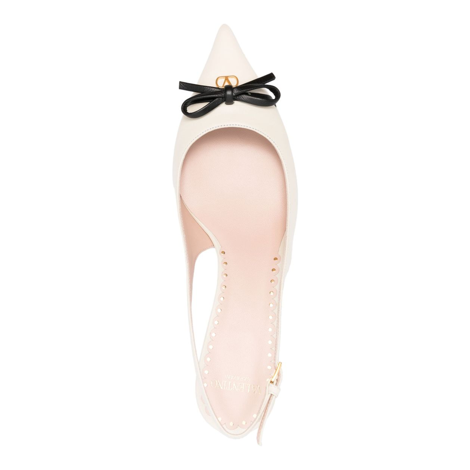 Buckle-Fastening Slingback Strap Leather Sole VLogo Signature Kitten Heel