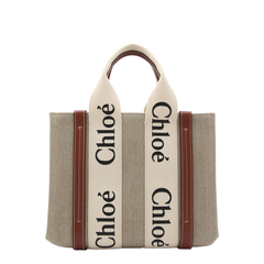 Woody Small Linen Canvas Tote - Marrón