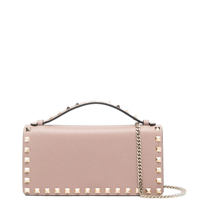 Rockstud Small Grainy Calfskin Shoulder Bag - Light Ivory