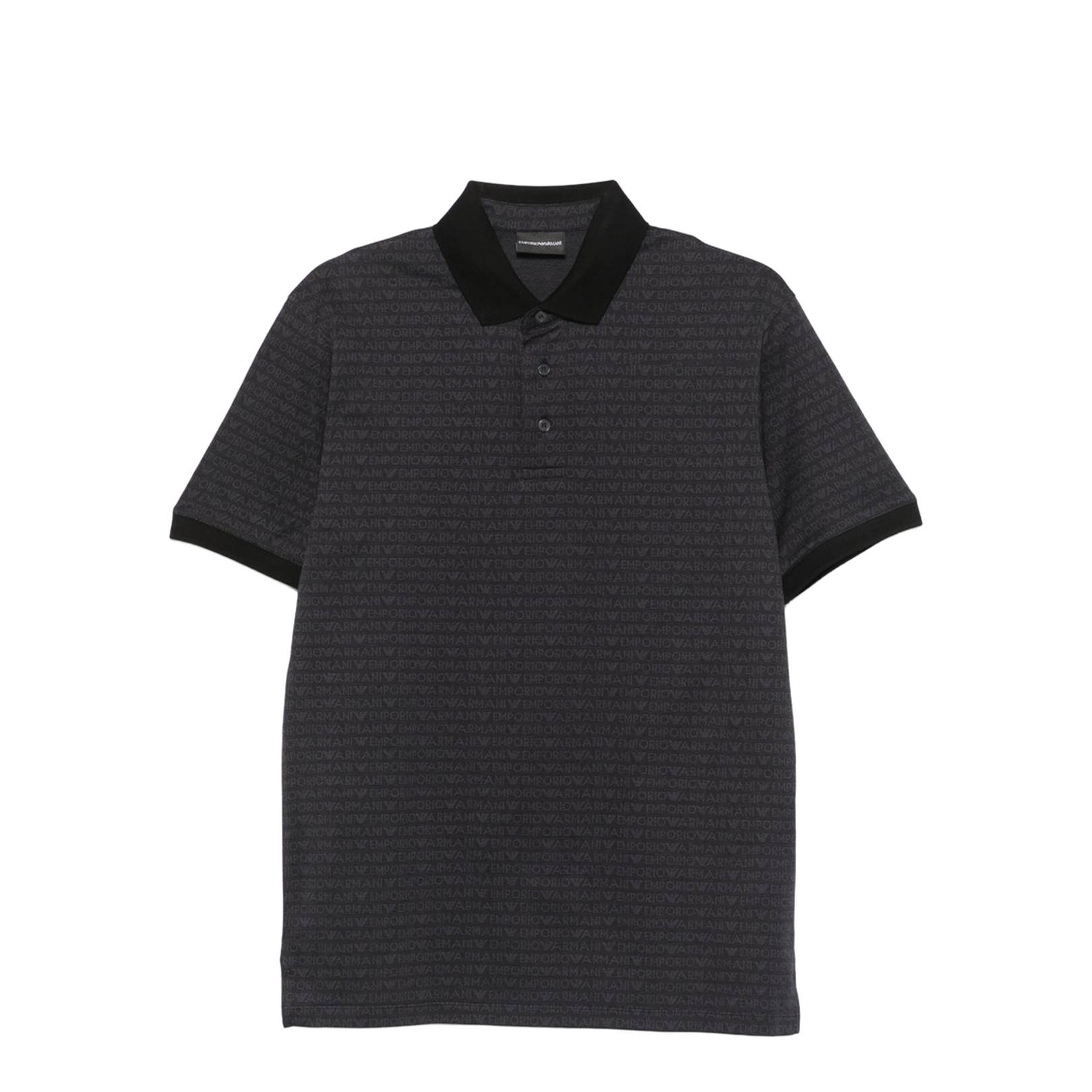 Jersey Polo Shirt with All-Over Jacquard Lettering