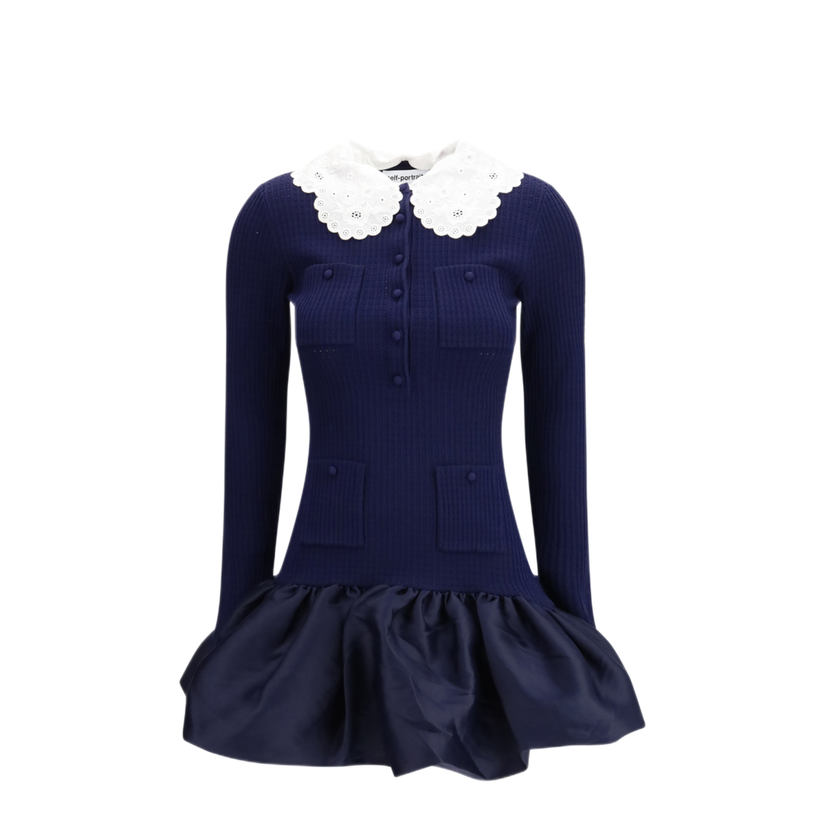MAYFEYR - Self Portrait - Knit Taffeta Mini Dress - RS26106SBNNAVY