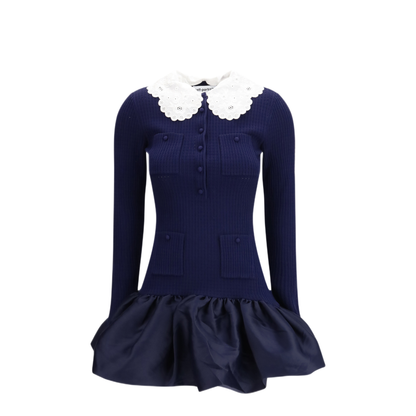 MAYFEYR - Self Portrait - Knit Taffeta Mini Dress - RS26106SBNNAVY
