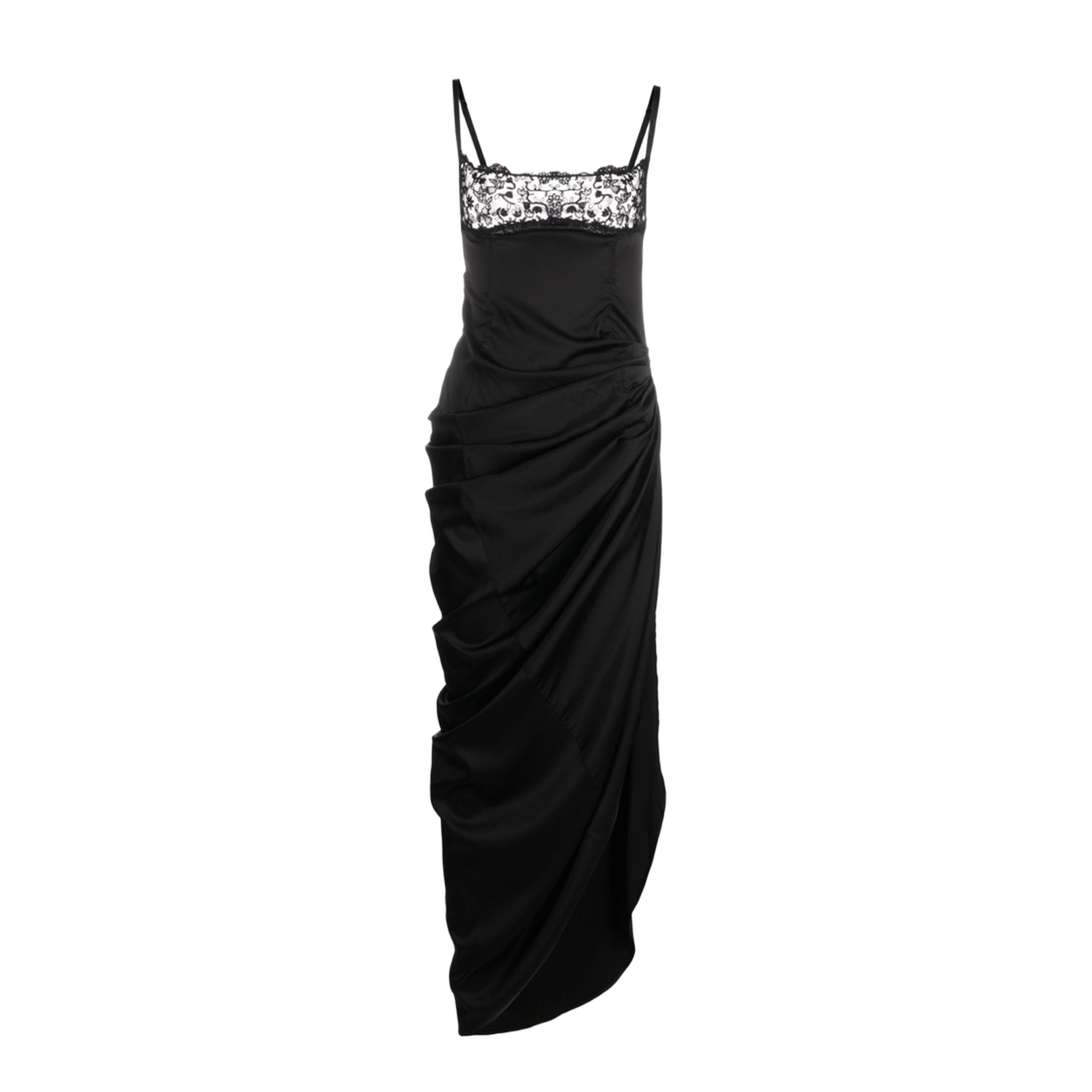 Floral-Embroidered Asymmetric Dress