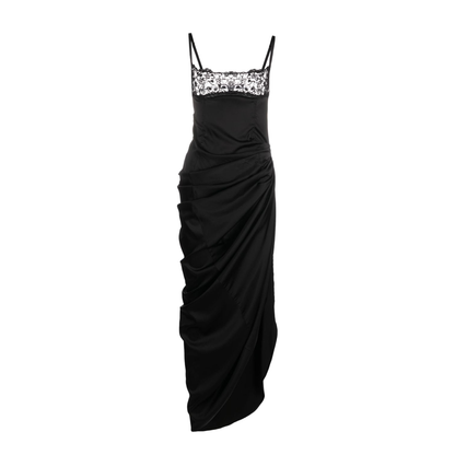 Floral-Embroidered Asymmetric Dress