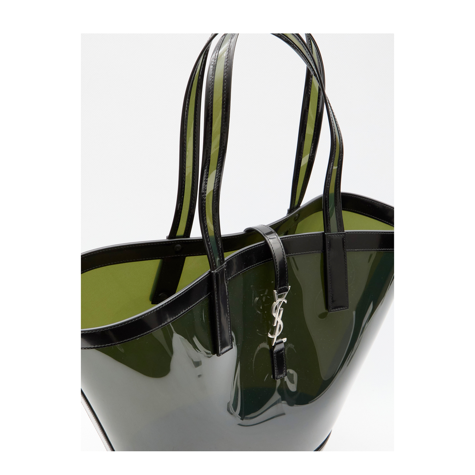 Panier Medium Vinyl and shiny leather Tote Bags - Green