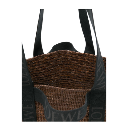 Fold Raffia Tote Bag - Brown