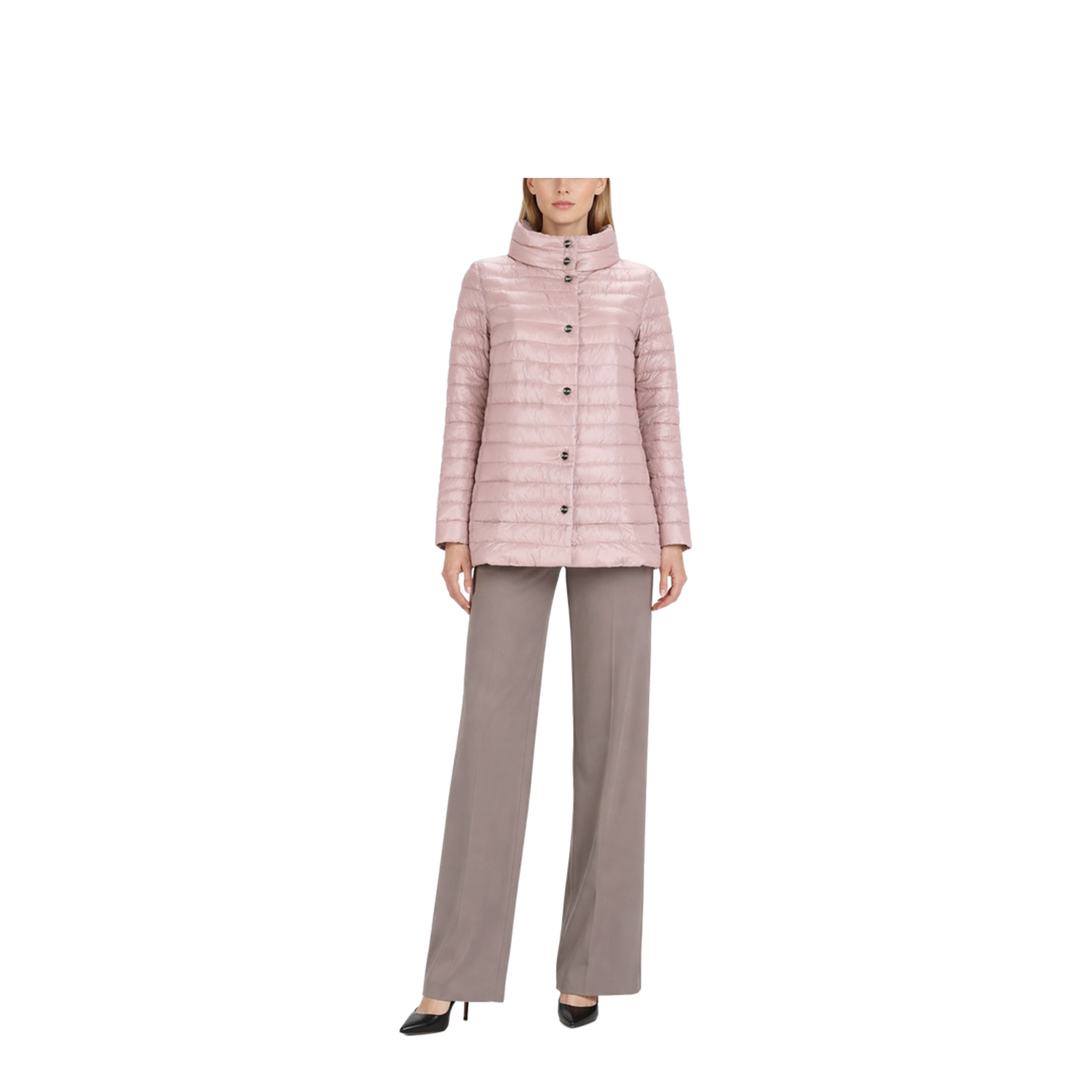 Light Pink Quilted Nylon Padded Jacket
