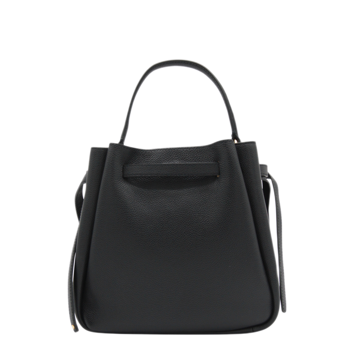 Romy Pebbled Leather Bucket Bag - Black