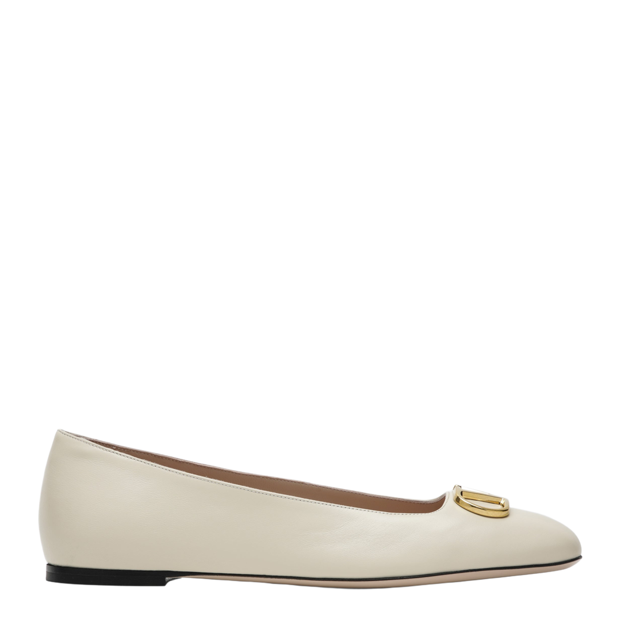 White VLogo Signature Ballerina Flats in Nappa Leather