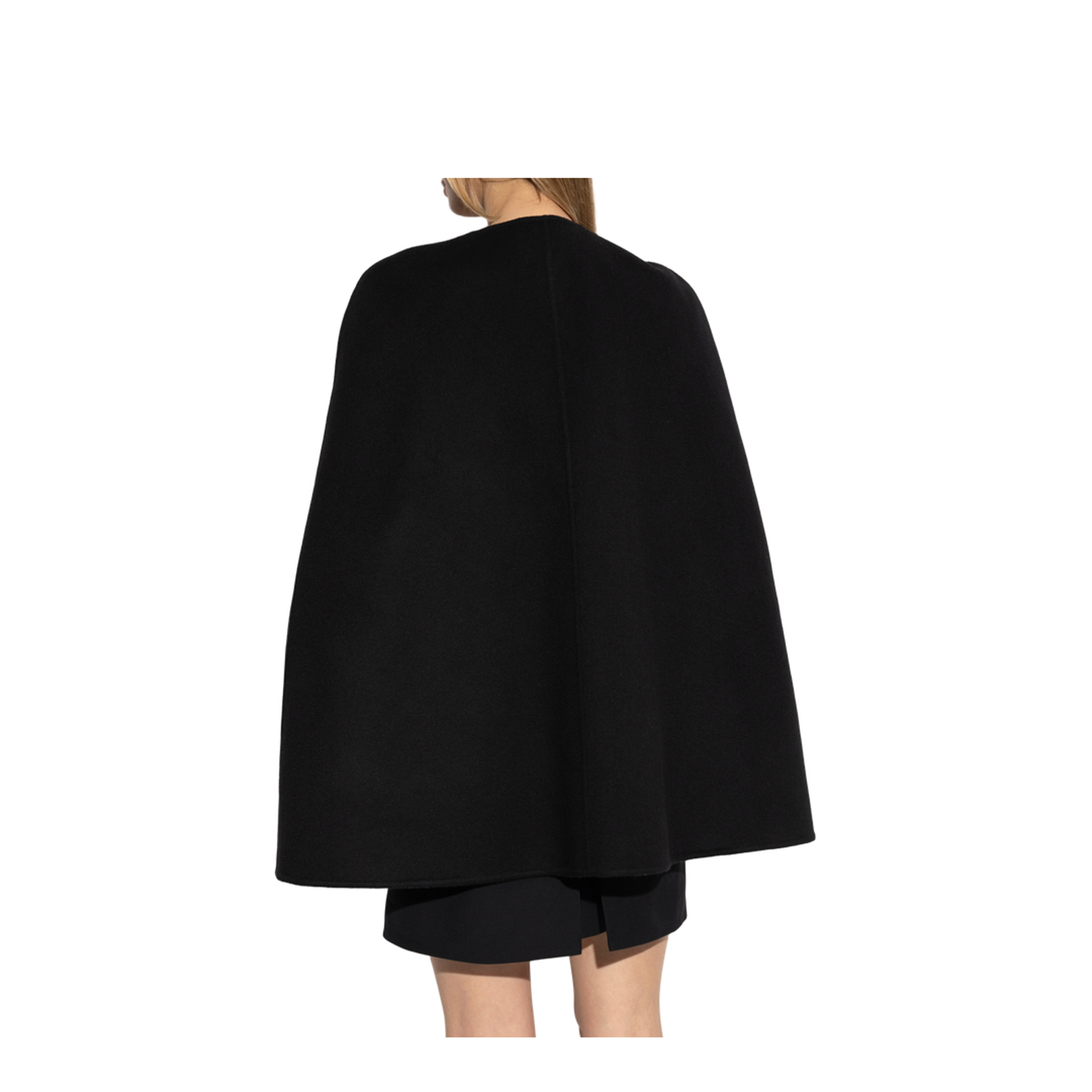 Wool and Silk Horsebit Cape in Black and Grey