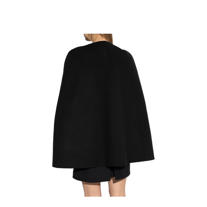 Wool and Silk Horsebit Cape in Black and Grey