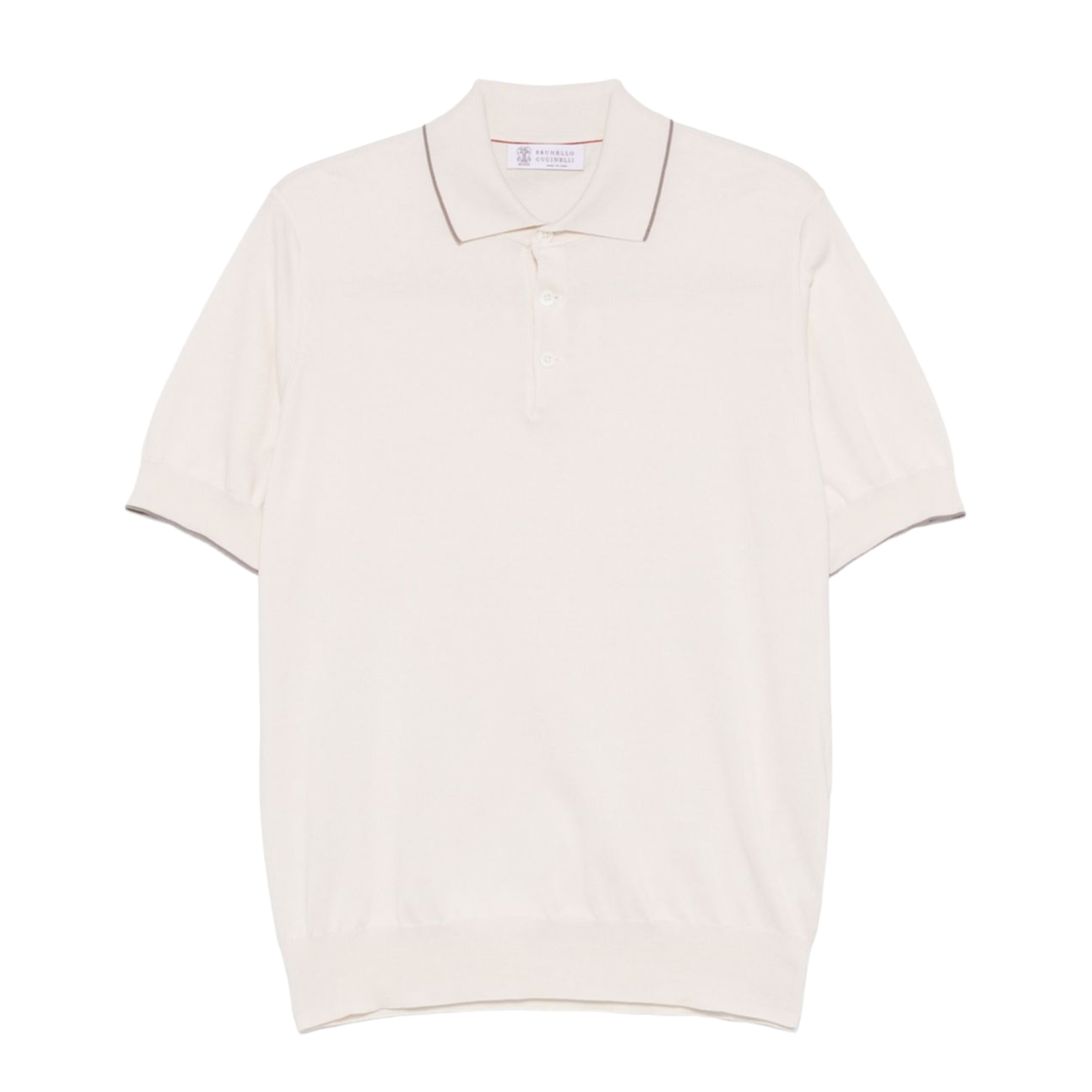 Light Beige Cotton Knitted Polo Shirt