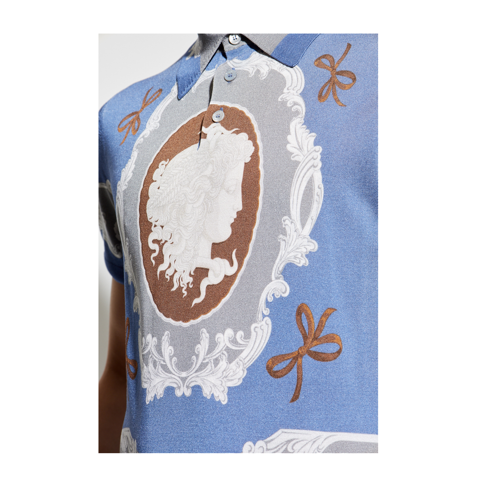 Polo with Medusa Cameo Print