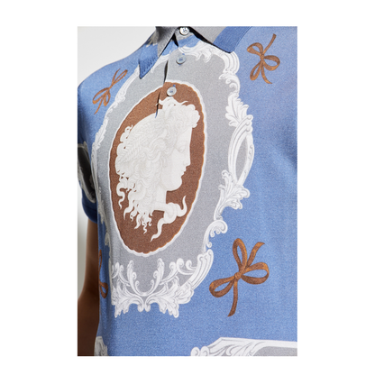 Polo with Medusa Cameo Print
