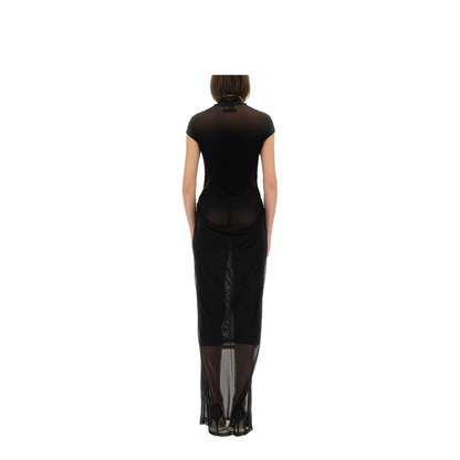 Mesh Dress with Flocked Logo
