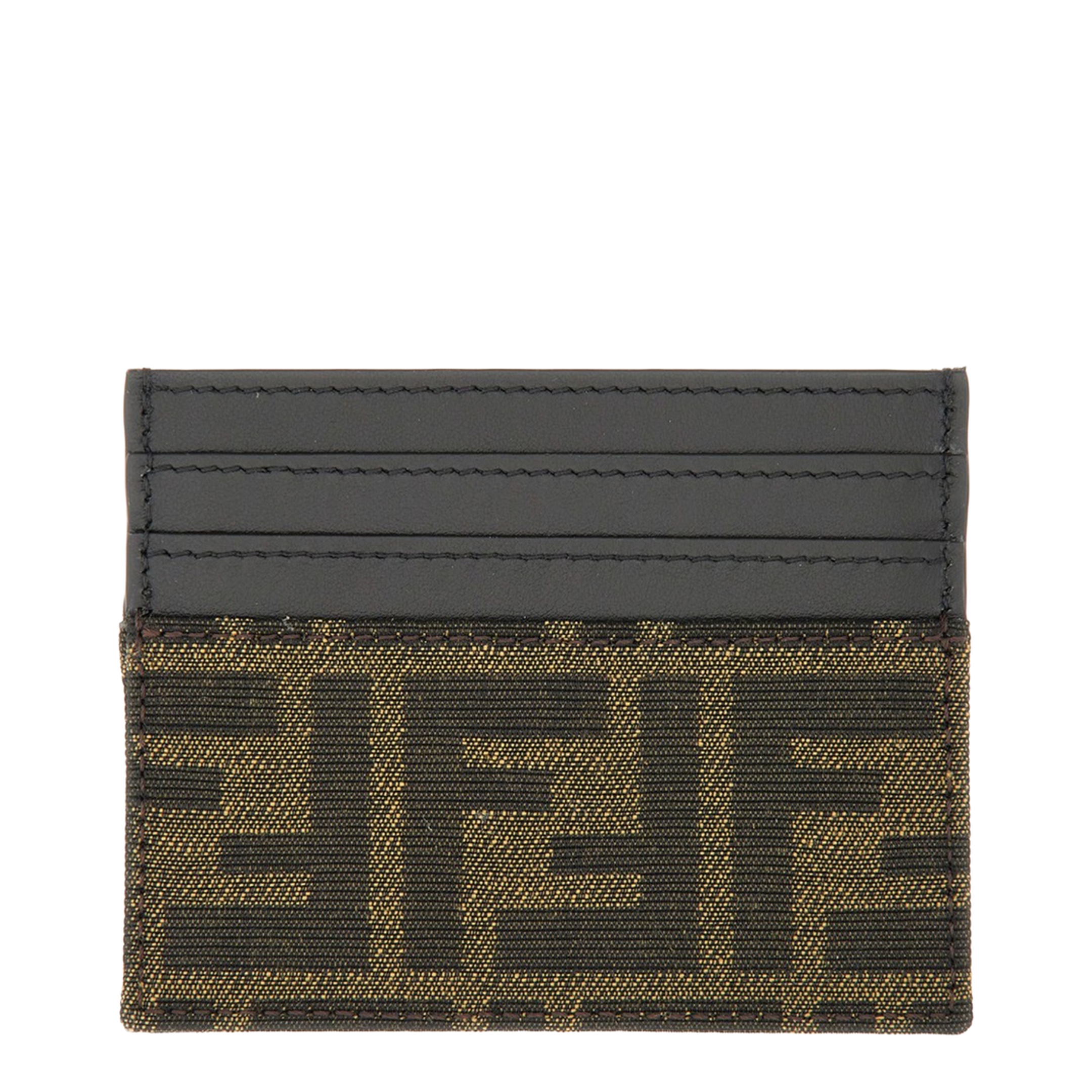 FF Jacquard Card Holder Leather Brown