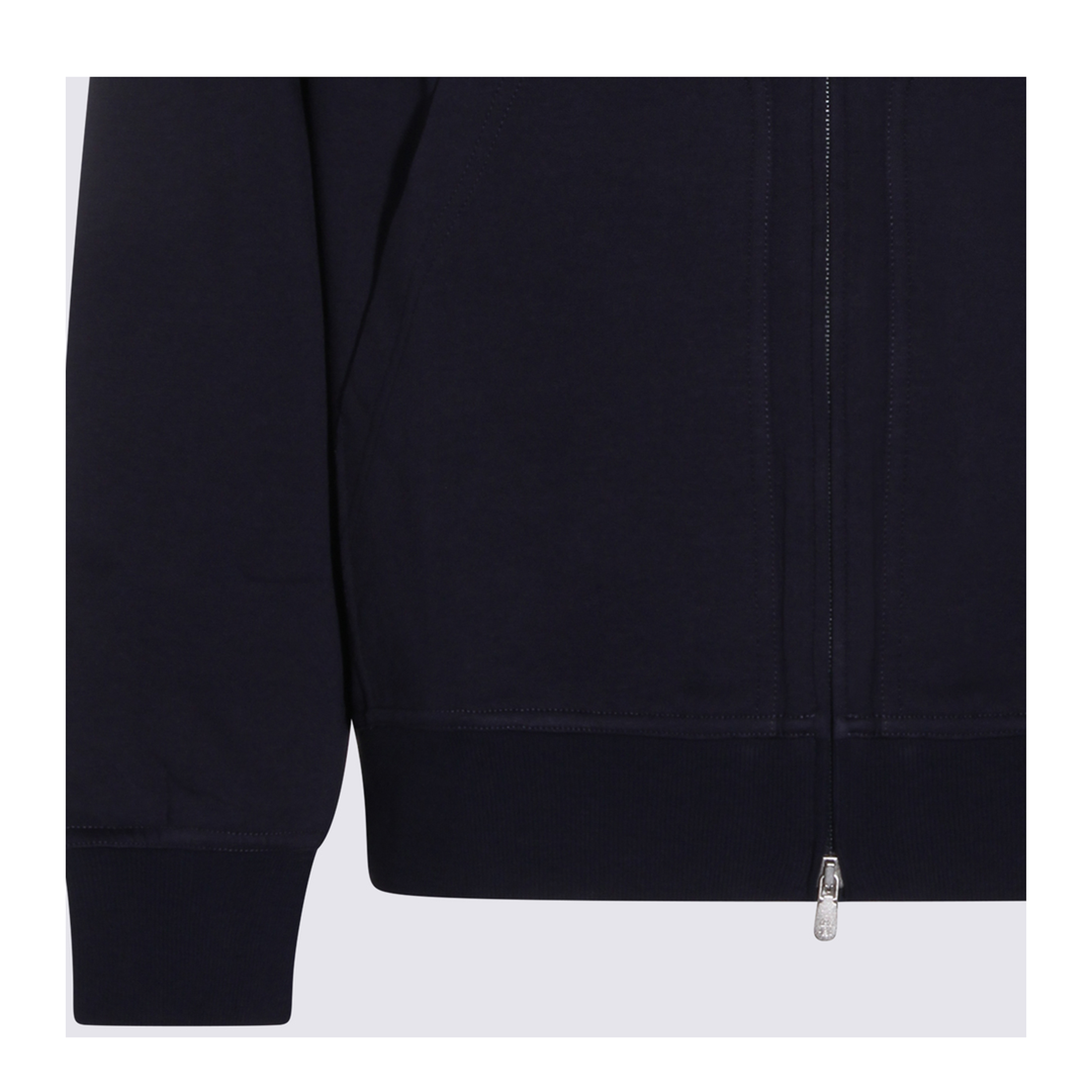 Zipped Cotton Fleece Sweater Blue