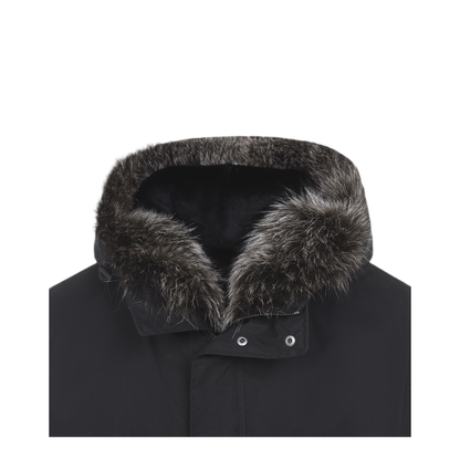 MAYFEYR - Yves Salomon - Black Cotton Blend Parka Jacket - 27WHV02178F52XB1820