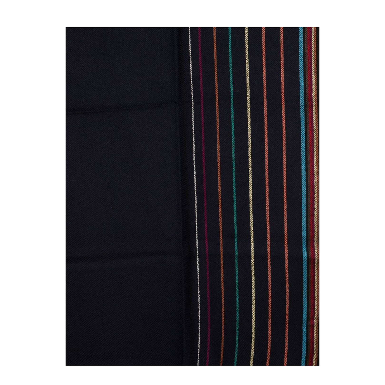Navy Blue Multicolour Wool Side Stripe Scarf