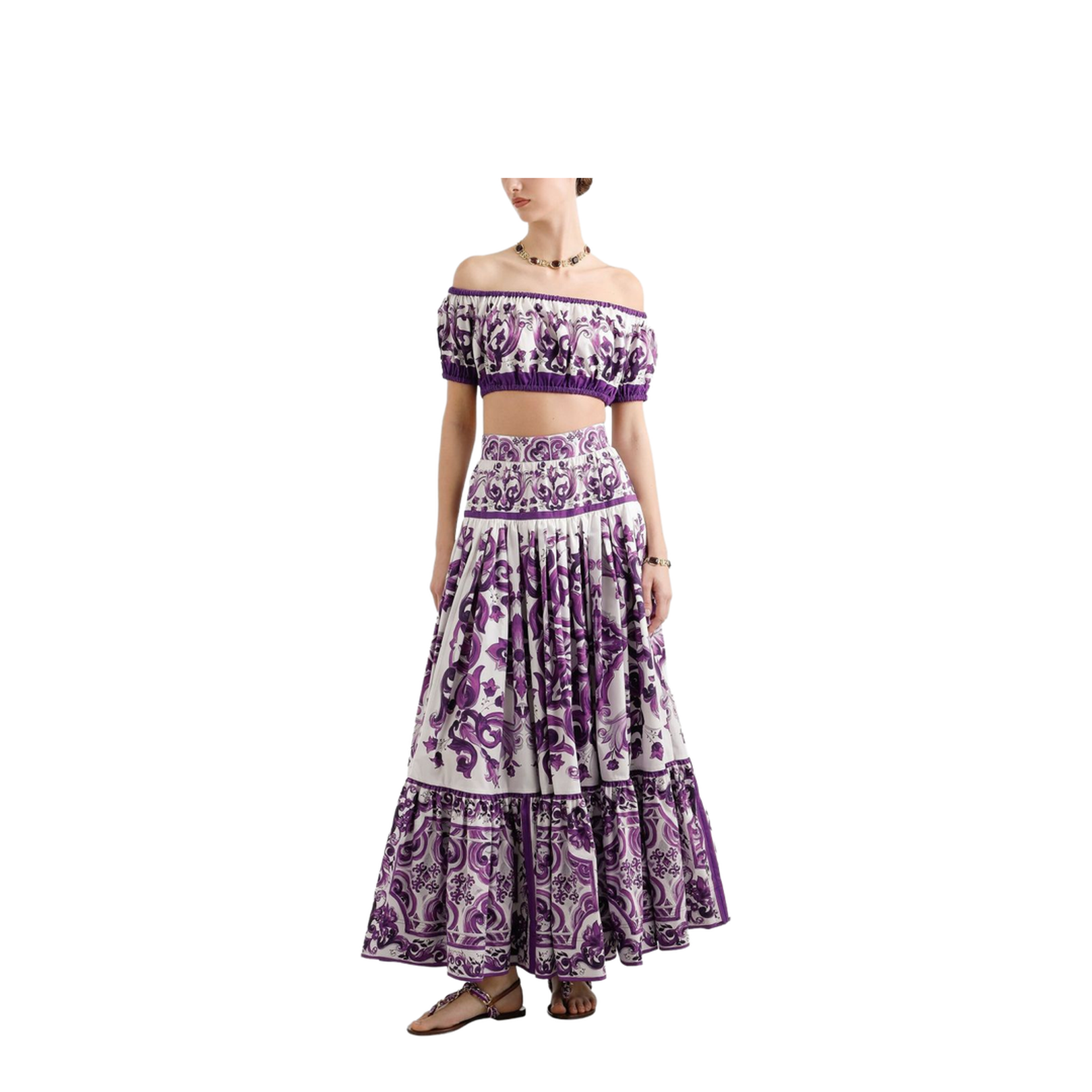 Majolica-print poplin top