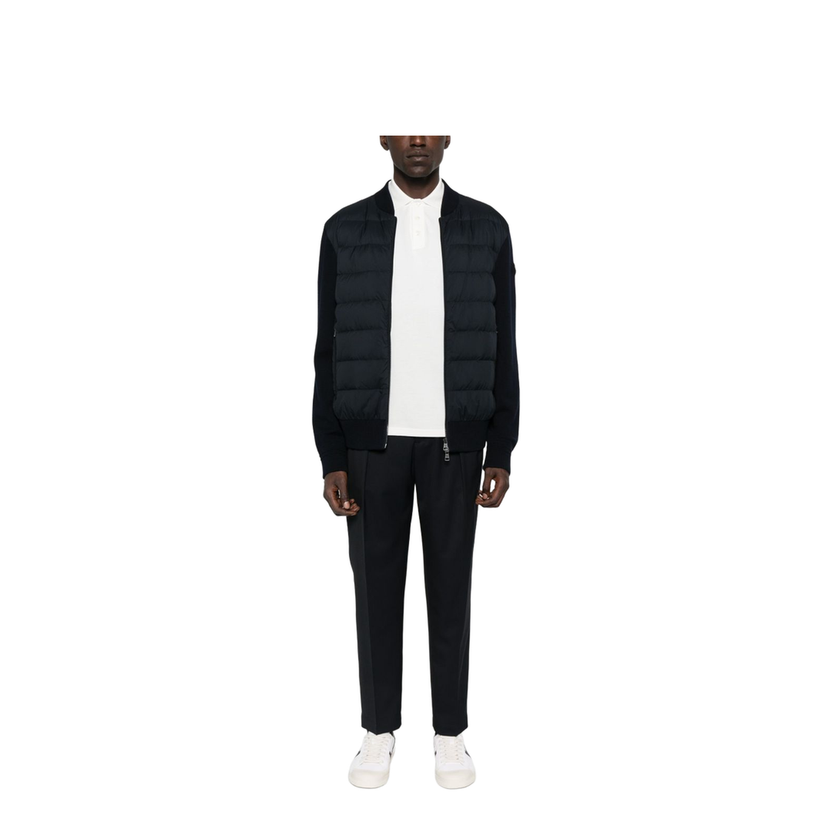 Nylon Down Jacket with Wool Sleeves