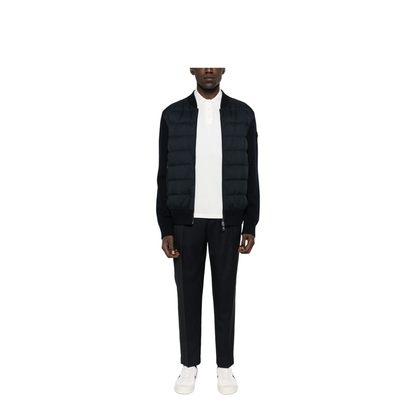 Nylon Down Jacket with Wool Sleeves