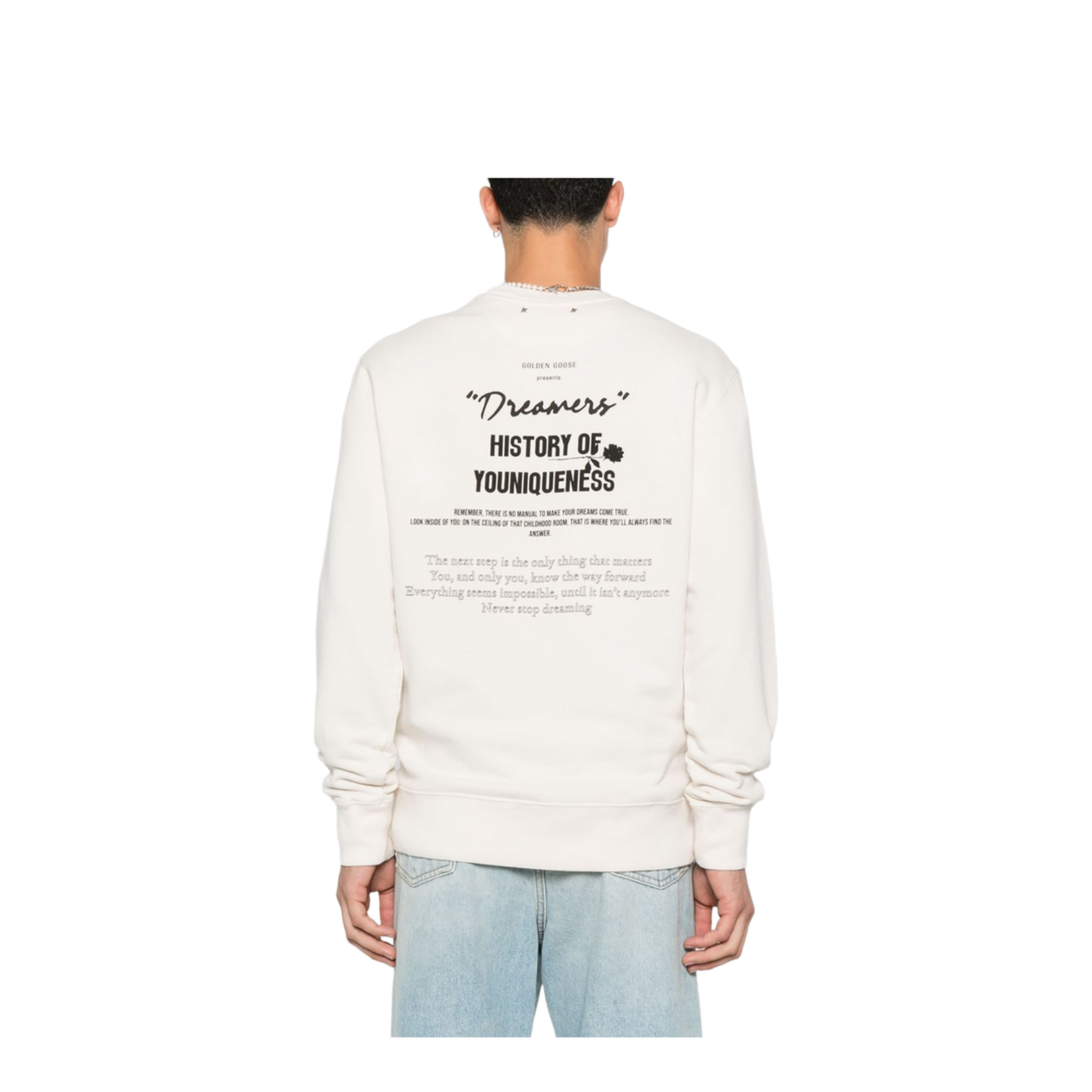 White Cotton Sweatshirt with Print on the Back