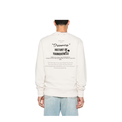 White Cotton Sweatshirt with Print on the Back