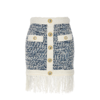 Fringed Tweed Skirt