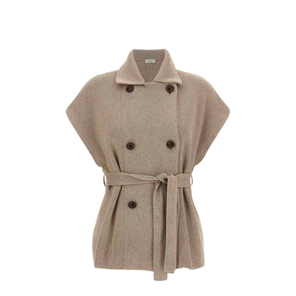 Double-Breasted Cotton Coat - Beige