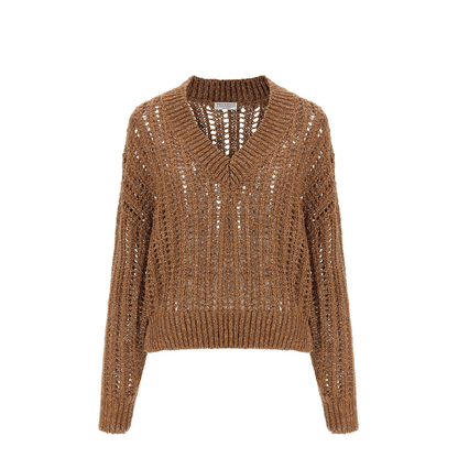 Silk and linen V-neck sweater