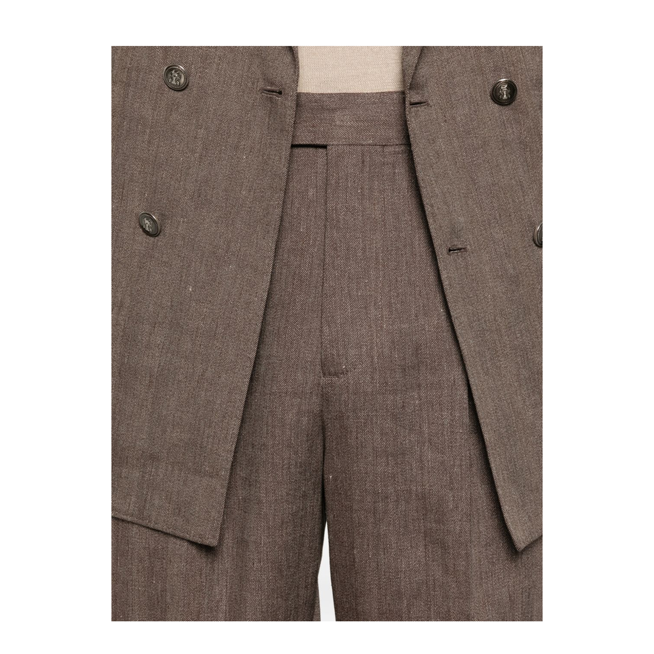 Double-Breasted Leisure Suit - Brown