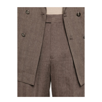 Double-Breasted Leisure Suit - Brown